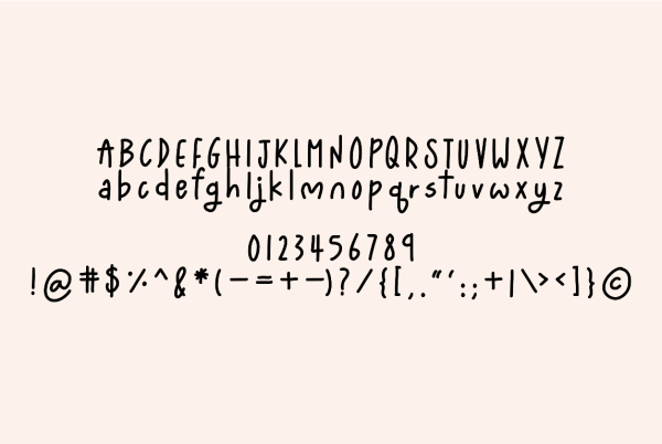 All alphabet letters, numbers, characters and punctuation for Tenderloin Chicken font.