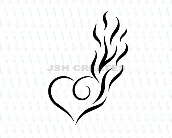 Heart and Flames SVG Design