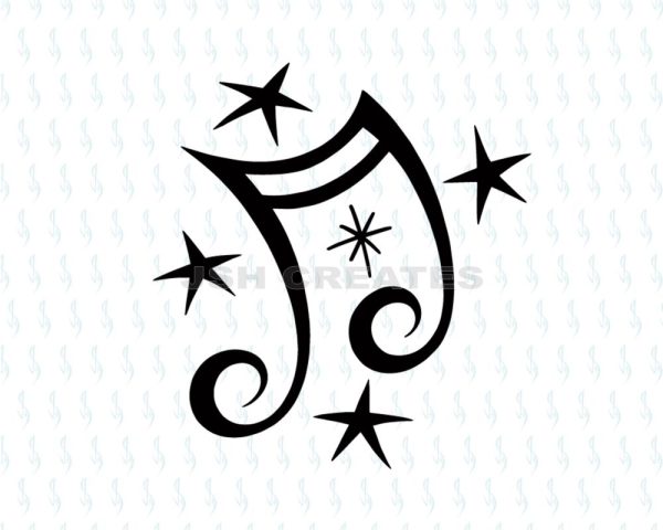 Musical Note and Stars SVG Design