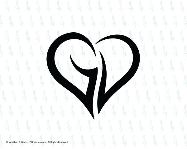 Letters G D Heart SVG Design
