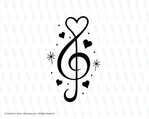 Treble Clef Hearts SVG Design